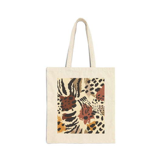 Stylish Cotton Canvas Tote Bag - Trendy Animal Print Design